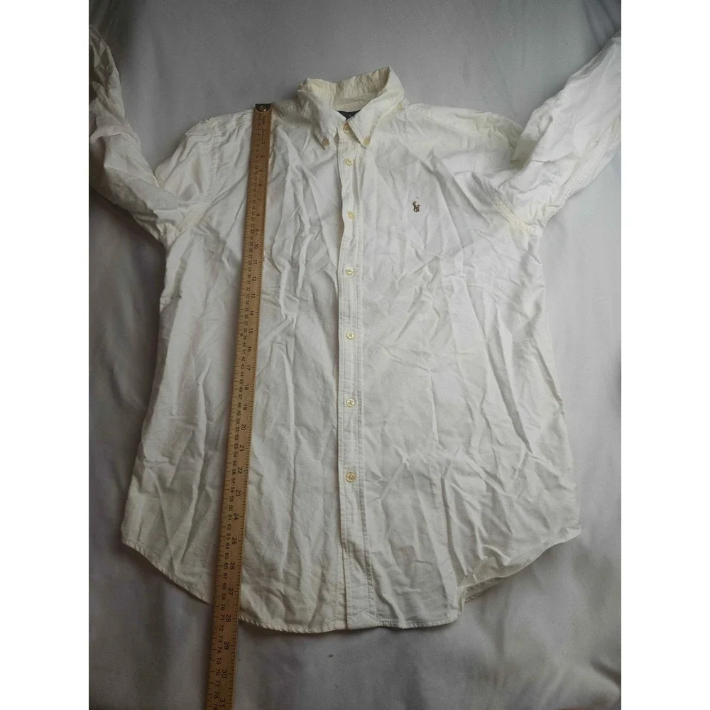 Ralph Lauren Boys White Cotton Oxford Button Down Shirt Size 20 Pony Logo